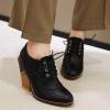 imageSHEMEE Womens Chunky High Heel Wingtip Oxfords Round Toe Lace Up Block Heels Vintage Brogues Pumps ShoesBlack One