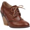 imageSHEMEE Womens Chunky High Heel Wingtip Oxfords Round Toe Lace Up Block Heels Vintage Brogues Pumps ShoesBrown
