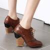 imageSHEMEE Womens Chunky High Heel Wingtip Oxfords Round Toe Lace Up Block Heels Vintage Brogues Pumps ShoesBrown