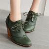 imageSHEMEE Womens Chunky High Heel Wingtip Oxfords Round Toe Lace Up Block Heels Vintage Brogues Pumps ShoesDark Green