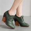 imageSHEMEE Womens Chunky High Heel Wingtip Oxfords Round Toe Lace Up Block Heels Vintage Brogues Pumps ShoesDark Green