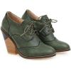 imageSHEMEE Womens Chunky High Heel Wingtip Oxfords Round Toe Lace Up Block Heels Vintage Brogues Pumps ShoesDark Green