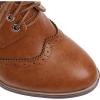 imageSHEMEE Womens Chunky High Heel Wingtip Oxfords Round Toe Lace Up Block Heels Vintage Brogues Pumps ShoesTan