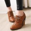 imageSHEMEE Womens Chunky High Heel Wingtip Oxfords Round Toe Lace Up Block Heels Vintage Brogues Pumps ShoesTan