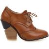 imageSHEMEE Womens Chunky High Heel Wingtip Oxfords Round Toe Lace Up Block Heels Vintage Brogues Pumps ShoesTan