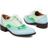 imageSHEMEE Womens Chunky Low Heels Oxfords Saddle Shoes Creeper Vintage Wingtip Brogues Perforated Flats Lace Up Pumps101 Green