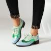 imageSHEMEE Womens Chunky Low Heels Oxfords Saddle Shoes Creeper Vintage Wingtip Brogues Perforated Flats Lace Up Pumps101 Green