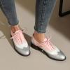 imageSHEMEE Womens Chunky Low Heels Oxfords Saddle Shoes Creeper Vintage Wingtip Brogues Perforated Flats Lace Up Pumps101 Pink
