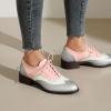 imageSHEMEE Womens Chunky Low Heels Oxfords Saddle Shoes Creeper Vintage Wingtip Brogues Perforated Flats Lace Up Pumps101 Pink