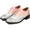 imageSHEMEE Womens Chunky Low Heels Oxfords Saddle Shoes Creeper Vintage Wingtip Brogues Perforated Flats Lace Up Pumps101 Pink