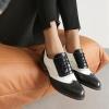 imageSHEMEE Womens Chunky Low Heels Oxfords Saddle Shoes Creeper Vintage Wingtip Brogues Perforated Flats Lace Up Pumps103 Black