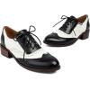 imageSHEMEE Womens Chunky Low Heels Oxfords Saddle Shoes Creeper Vintage Wingtip Brogues Perforated Flats Lace Up Pumps103 Black