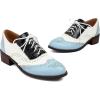 imageSHEMEE Womens Chunky Low Heels Oxfords Saddle Shoes Creeper Vintage Wingtip Brogues Perforated Flats Lace Up Pumps103 Blue
