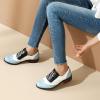 imageSHEMEE Womens Chunky Low Heels Oxfords Saddle Shoes Creeper Vintage Wingtip Brogues Perforated Flats Lace Up Pumps103 Blue
