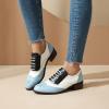 imageSHEMEE Womens Chunky Low Heels Oxfords Saddle Shoes Creeper Vintage Wingtip Brogues Perforated Flats Lace Up Pumps103 Blue
