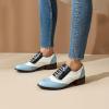 imageSHEMEE Womens Chunky Low Heels Oxfords Saddle Shoes Creeper Vintage Wingtip Brogues Perforated Flats Lace Up Pumps103 Blue