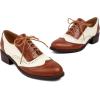 imageSHEMEE Womens Chunky Low Heels Oxfords Saddle Shoes Creeper Vintage Wingtip Brogues Perforated Flats Lace Up Pumps103 Brown