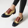 imageSHEMEE Womens Chunky Low Heels Oxfords Saddle Shoes Creeper Vintage Wingtip Brogues Perforated Flats Lace Up Pumps103 Gold