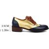 imageSHEMEE Womens Chunky Low Heels Oxfords Saddle Shoes Creeper Vintage Wingtip Brogues Perforated Flats Lace Up Pumps103 Gold