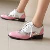 imageSHEMEE Womens Chunky Low Heels Oxfords Saddle Shoes Creeper Vintage Wingtip Brogues Perforated Flats Lace Up Pumps104 Pink