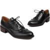 imageSHEMEE Womens Chunky Low Heels Oxfords Saddle Shoes Creeper Vintage Wingtip Brogues Perforated Flats Lace Up PumpsBlack