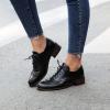 imageSHEMEE Womens Chunky Low Heels Oxfords Saddle Shoes Creeper Vintage Wingtip Brogues Perforated Flats Lace Up PumpsBlack