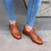 imageSHEMEE Womens Chunky Low Heels Oxfords Saddle Shoes Creeper Vintage Wingtip Brogues Perforated Flats Lace Up PumpsBrown