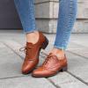 imageSHEMEE Womens Chunky Low Heels Oxfords Saddle Shoes Creeper Vintage Wingtip Brogues Perforated Flats Lace Up PumpsBrown