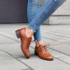 imageSHEMEE Womens Chunky Low Heels Oxfords Saddle Shoes Creeper Vintage Wingtip Brogues Perforated Flats Lace Up PumpsBrown