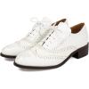 imageSHEMEE Womens Chunky Low Heels Oxfords Saddle Shoes Creeper Vintage Wingtip Brogues Perforated Flats Lace Up PumpsWhite