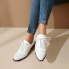 imageSHEMEE Womens Chunky Low Heels Oxfords Saddle Shoes Creeper Vintage Wingtip Brogues Perforated Flats Lace Up PumpsWhite