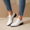 imageSHEMEE Womens Chunky Low Heels Oxfords Saddle Shoes Creeper Vintage Wingtip Brogues Perforated Flats Lace Up PumpsWhite
