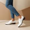 imageSHEMEE Womens Chunky Low Heels Oxfords Saddle Shoes Creeper Vintage Wingtip Brogues Perforated Flats Lace Up PumpsWhite