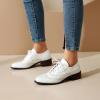 imageSHEMEE Womens Chunky Low Heels Oxfords Saddle Shoes Creeper Vintage Wingtip Brogues Perforated Flats Lace Up PumpsWhite