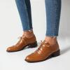 imageSHEMEE Womens Chunky Low Heels Oxfords Saddle Shoes Creeper Vintage Wingtip Brogues Perforated Flats Lace Up PumpsYellow
