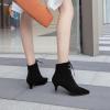 imageSHEMEE Womens Faux Suede Kitten Heels Ankle Boots Pointy Toe Lace Up Booties Small Low Heels Short Boot Office Party Dress ShoesBlack