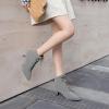 imageSHEMEE Womens Faux Suede Kitten Heels Ankle Boots Pointy Toe Lace Up Booties Small Low Heels Short Boot Office Party Dress ShoesGrey