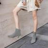 imageSHEMEE Womens Faux Suede Kitten Heels Ankle Boots Pointy Toe Lace Up Booties Small Low Heels Short Boot Office Party Dress ShoesGrey