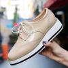 imageSHEMEE Womens Platform Low Heels Flat Lace Up Wingtip Oxfords Pumps Wedge Vintage Round Toe Brogues Dress ShoesApricot Patent