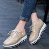 imageSHEMEE Womens Platform Low Heels Flat Lace Up Wingtip Oxfords Pumps Wedge Vintage Round Toe Brogues Dress ShoesApricot Patent