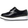 imageSHEMEE Womens Platform Low Heels Flat Lace Up Wingtip Oxfords Pumps Wedge Vintage Round Toe Brogues Dress ShoesBlack Patent