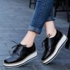 imageSHEMEE Womens Platform Low Heels Flat Lace Up Wingtip Oxfords Pumps Wedge Vintage Round Toe Brogues Dress ShoesBlack Pu