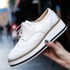 imageSHEMEE Womens Platform Low Heels Flat Lace Up Wingtip Oxfords Pumps Wedge Vintage Round Toe Brogues Dress ShoesWhite Patent