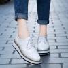 imageSHEMEE Womens Platform Low Heels Flat Lace Up Wingtip Oxfords Pumps Wedge Vintage Round Toe Brogues Dress ShoesWhite Patent