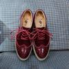 imageSHEMEE Womens Platform Low Heels Flat Lace Up Wingtip Oxfords Pumps Wedge Vintage Round Toe Brogues Dress ShoesWine Red Patent