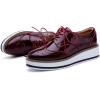 imageSHEMEE Womens Platform Low Heels Flat Lace Up Wingtip Oxfords Pumps Wedge Vintage Round Toe Brogues Dress ShoesWine Red Patent