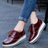 imageSHEMEE Womens Platform Low Heels Flat Lace Up Wingtip Oxfords Pumps Wedge Vintage Round Toe Brogues Dress ShoesWine Red Patent