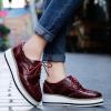 imageSHEMEE Womens Platform Low Heels Flat Lace Up Wingtip Oxfords Pumps Wedge Vintage Round Toe Brogues Dress ShoesWine Red Patent
