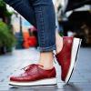 imageSHEMEE Womens Platform Low Heels Flat Lace Up Wingtip Oxfords Pumps Wedge Vintage Round Toe Brogues Dress ShoesWine Red Pu