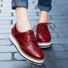imageSHEMEE Womens Platform Low Heels Flat Lace Up Wingtip Oxfords Pumps Wedge Vintage Round Toe Brogues Dress ShoesWine Red Pu
